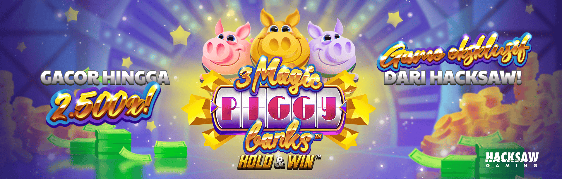 HACKSAW - 3 MAGIC PIGGY BANKS: HOLD & WIN GAME PROMO BANNER